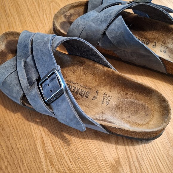 Birkenstock Shoes - Birkenstock Lugano Leather Dusty Blue Size 41